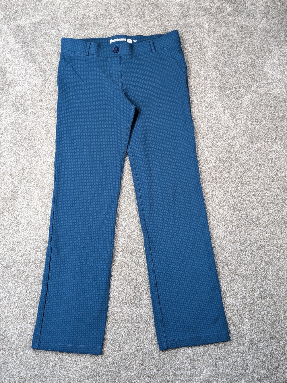 Betabrand Dress Pants Womens Medium Petite Blue Pattern Workwear Stretch Comfy